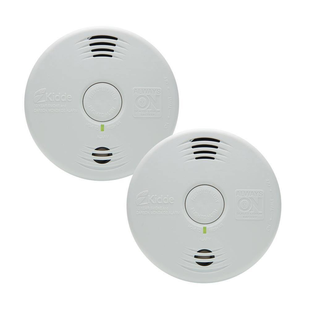 Kidde 10-Year Worry Free Smoke  Carbon Monoxide Detector Lithium Battery Powered with Voice Alarm 2-Pack 21029621