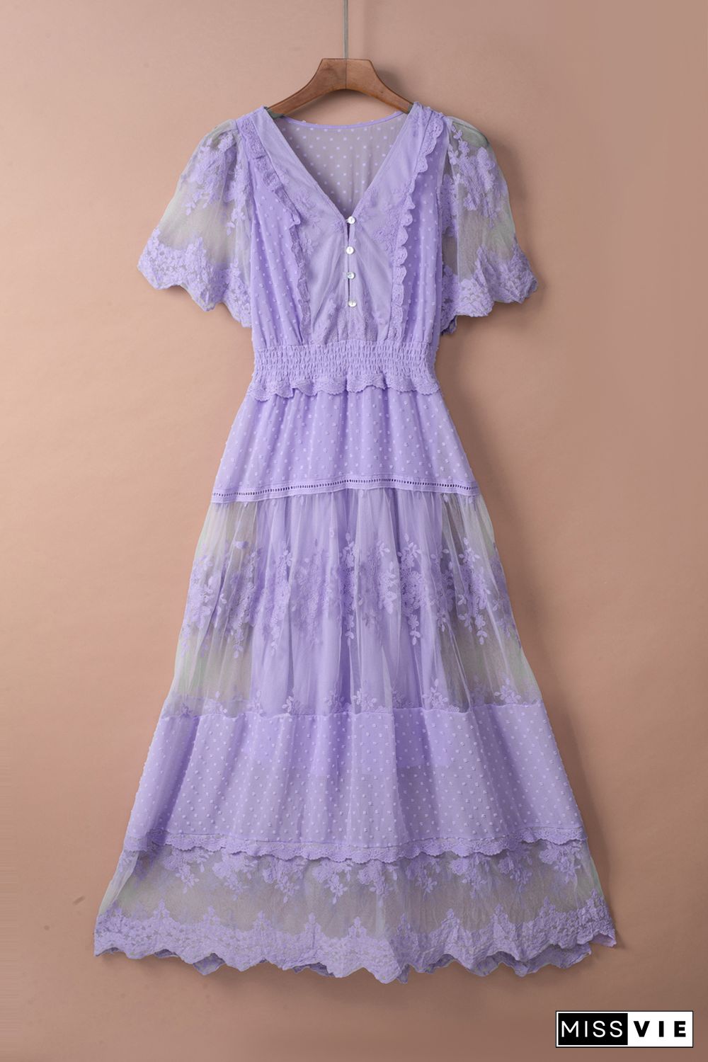 Purple Luminous Dawn Lace Gown