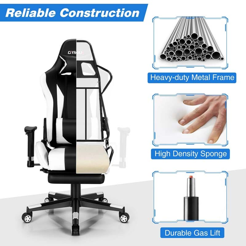 Massage Gaming Chair Recliner, High Back Ergonomic Gamer Racing Chair Adjustable Computer Chair Office Chair with Footrest, Headrest & Lumbar Support