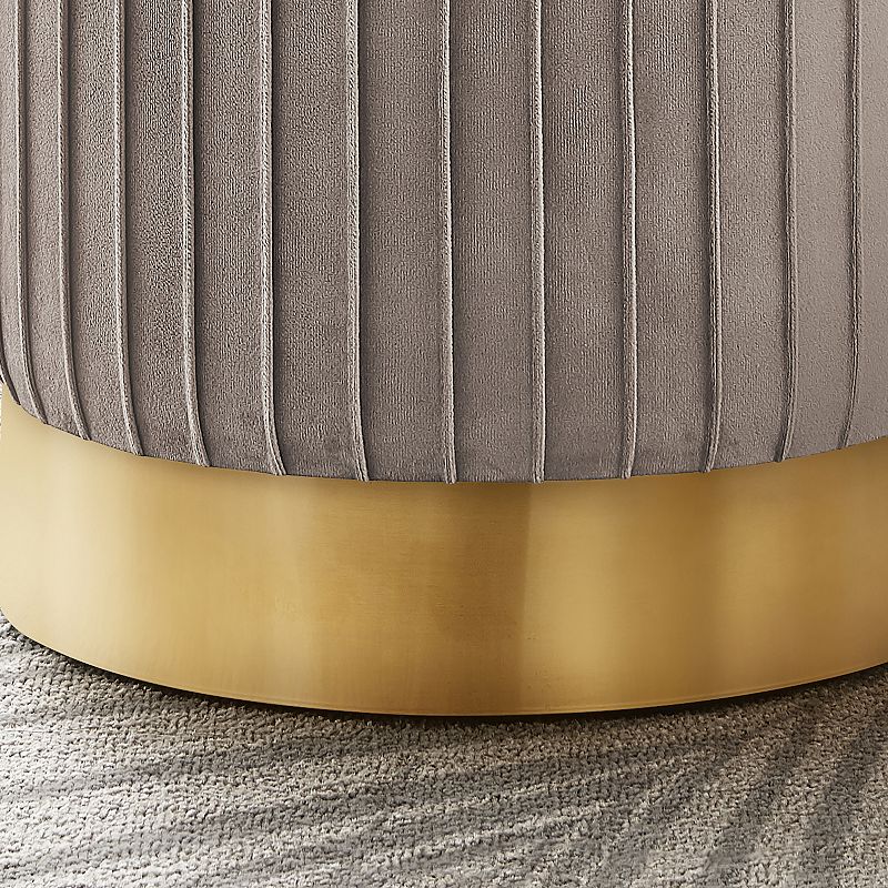 Monarch Ottoman Pleated Sides Cylindrical Upholstered Pouf