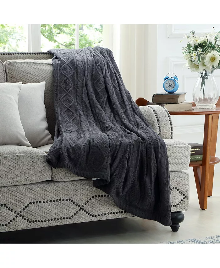 Cozy Tyme Gaston Cable Knit Throw Blanket 50x60