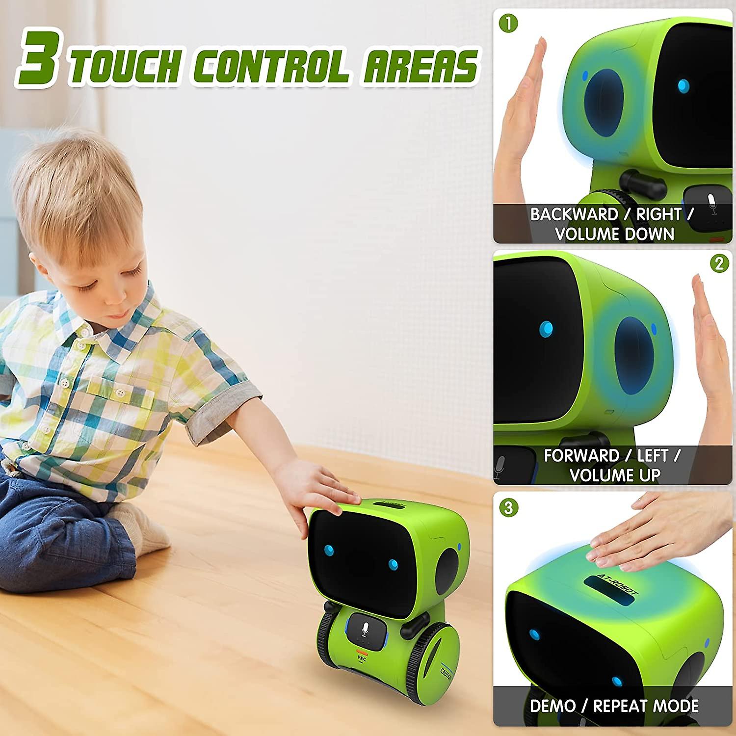 Baicccf Kids Smart Robot Toys， Children Interactive Intelligent Robot Toys For 3-9 Years Old， Girls Boys Robotic Toys， Voice Control andtouch Sense， Dan