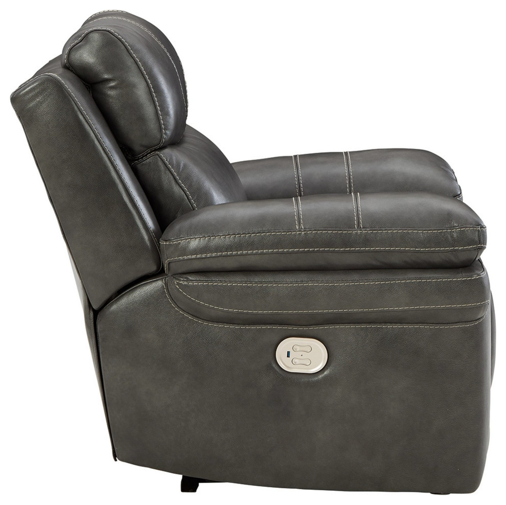 Power Recliner With Adjustable Headrest and Usb  Gray   Contemporary   Recliner Chairs   by VirVentures  Houzz