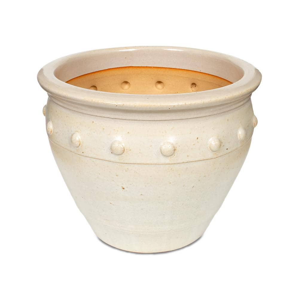 Paddock Home and Garden 14.5 in. Hobnail Matte White Clay Pot 527360