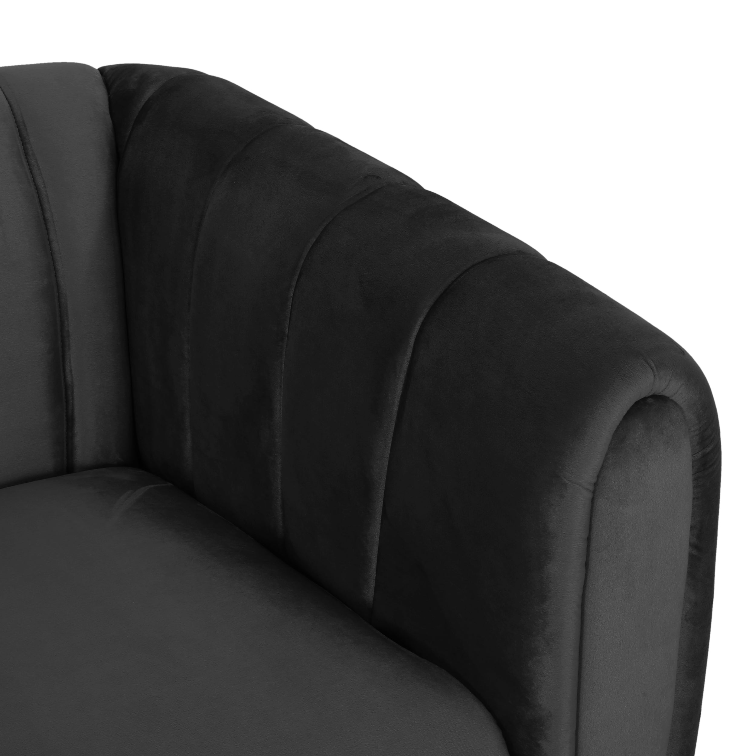 Noble House Missoula Velvet Channel Stitch 3 Seater Sofa, Black