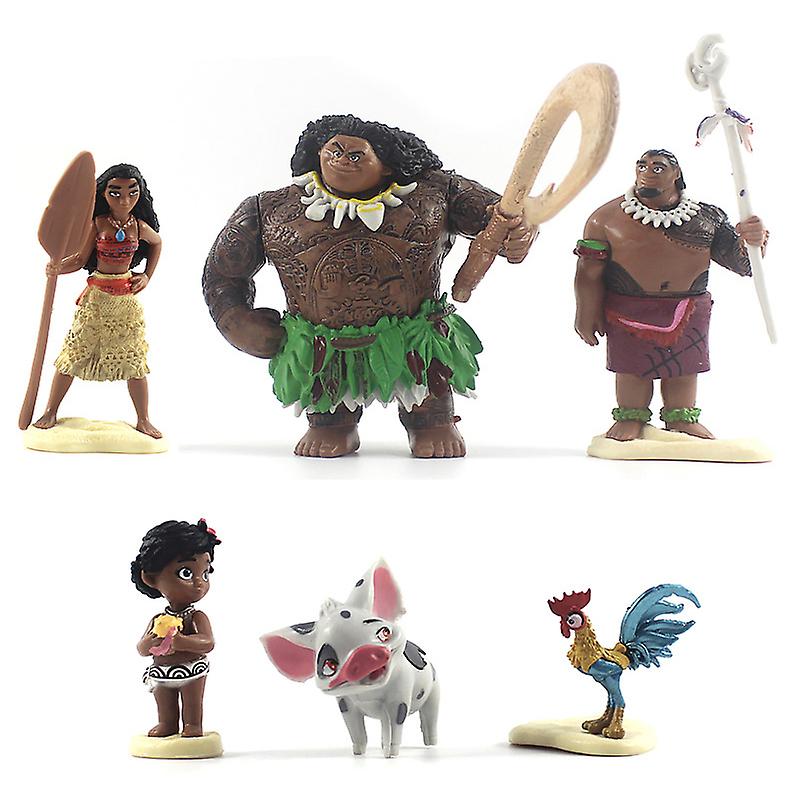 6pcs Princess Moana Mini Figures Set Toy， Moana Doll With Maui Demigod Doll Gift Set For Girls Ages 3 And Up