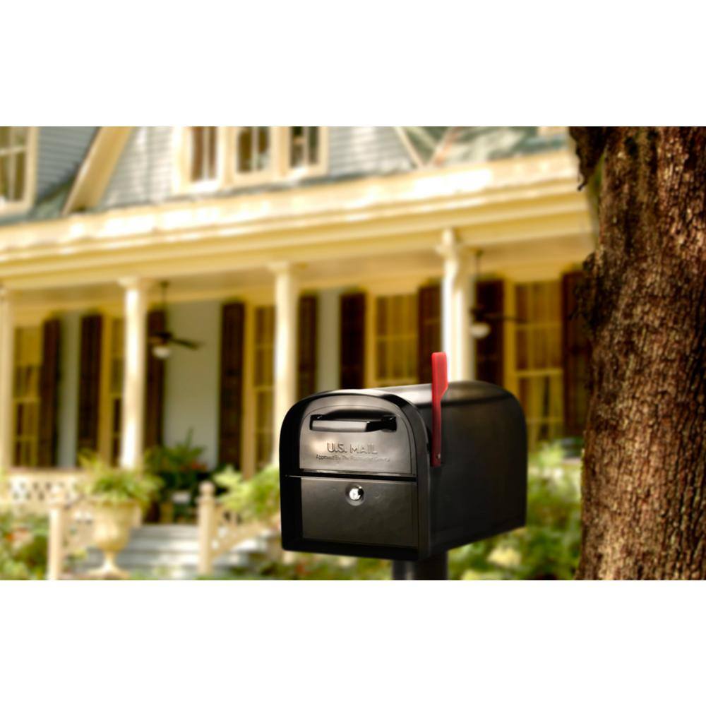 Architectural Mailboxes Oasis 360 Black Large Steel Locking Parcel Mailbox with 2-Access Doors 6300B-10