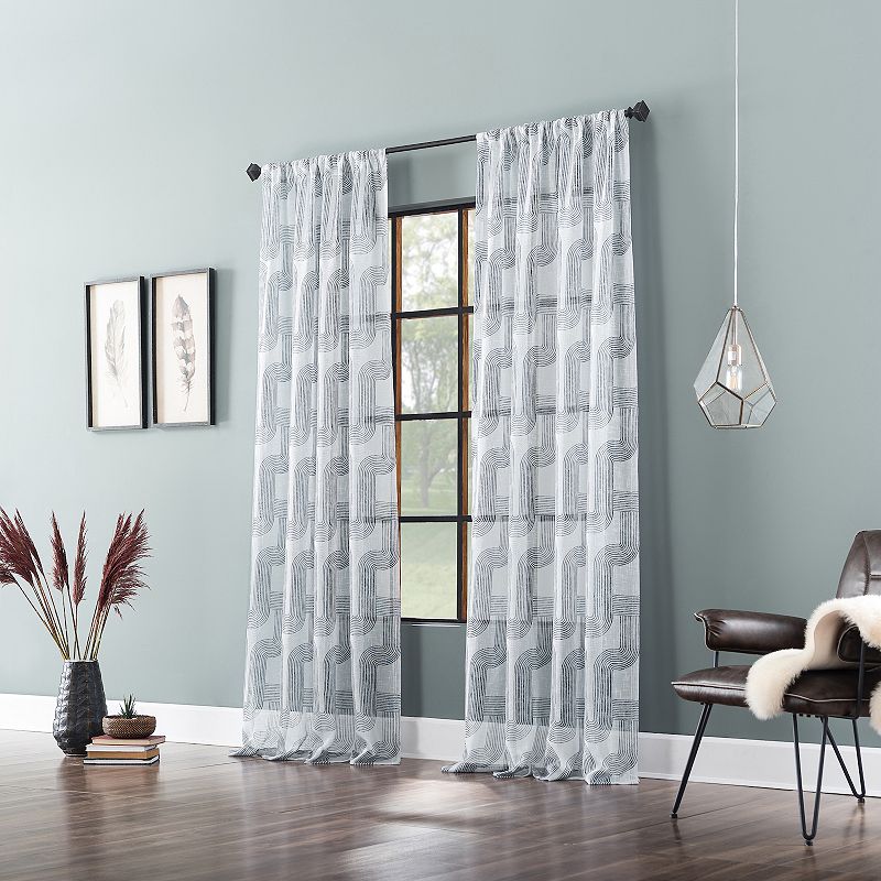 Archaeo Art Deco Curves Linen Blend Window Curtain