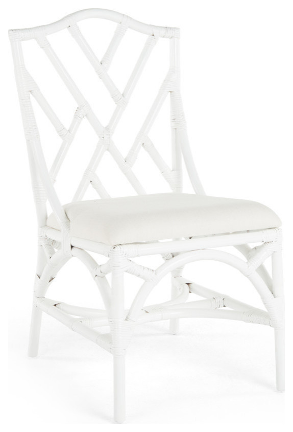 Rattan Chippendale Upholstered Dining Chair  Set of 2   Tropical   Dining Chairs   by KOUBOO  Houzz