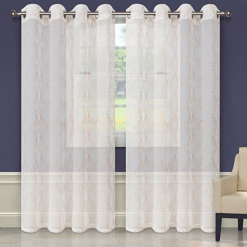 Superior Imperial Trellis Thermal Insulated Pair of 2 Blackout Window Curtain Panels