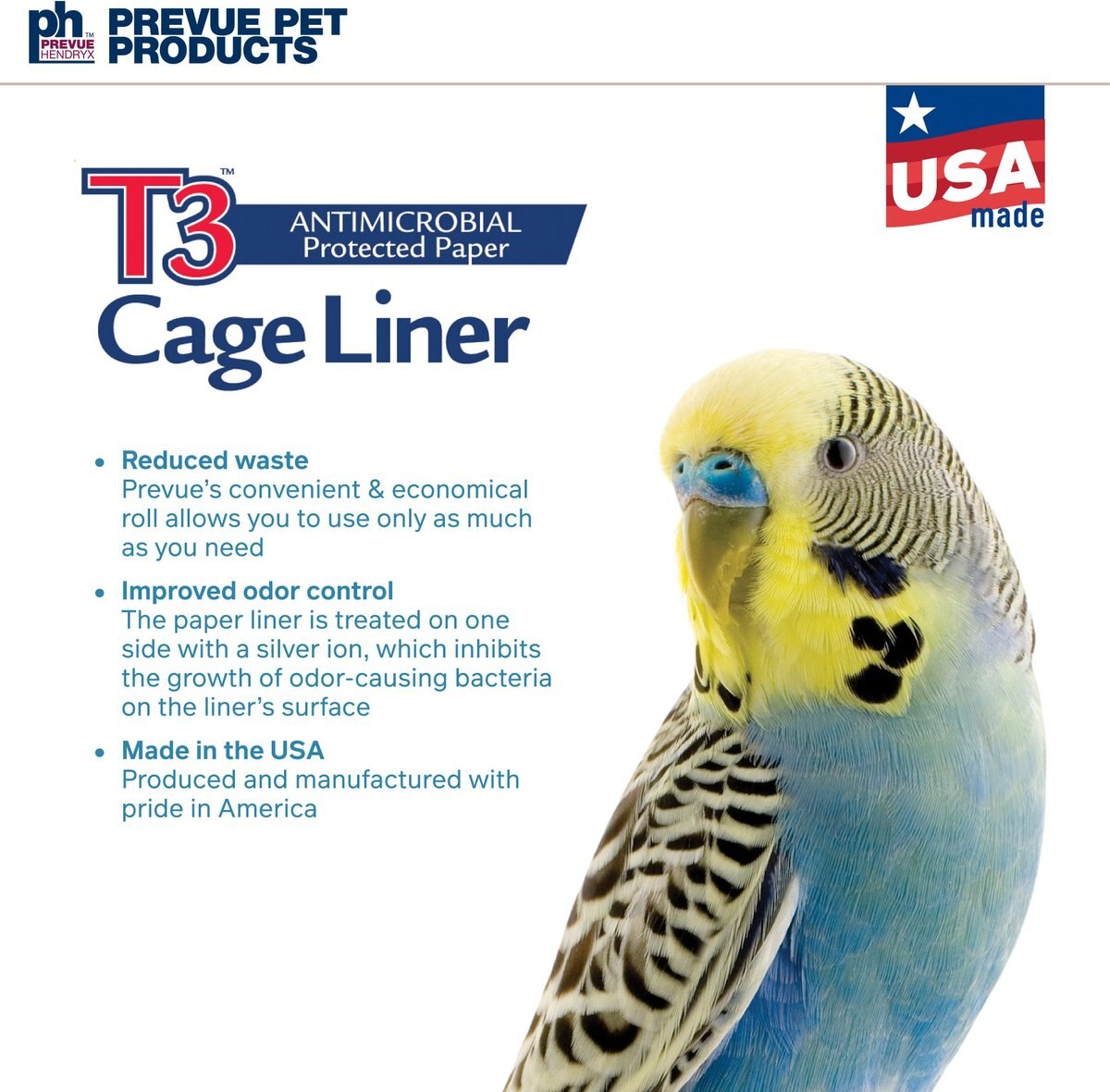 Prevue Pet Products T3 Antimicrobial Protected Paper Bird and Small Animal Cage Liner