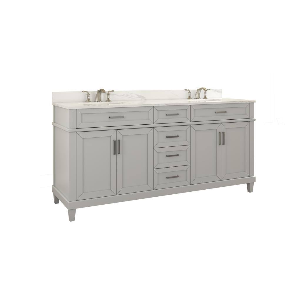 Home Decorators Collection Talmore 60 in. W x 22 in. D x 35 in. H Freestanding Bath Vanity in Gray with White Cultured Marble Top VA-FC0201