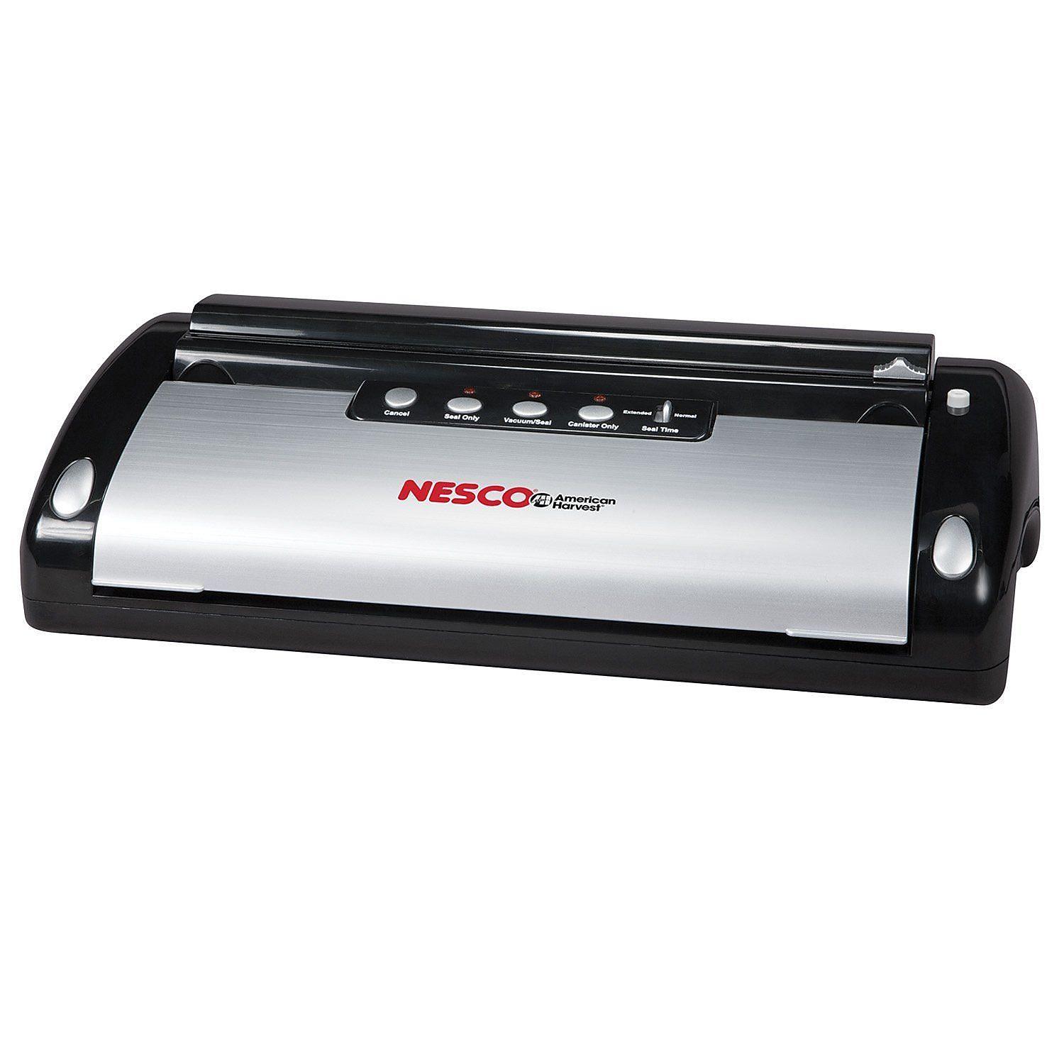 NESCOA VS-02 Deluxe Digital Vacuum Sealer， Easy Cut- Wet or Dry， Silver and Black