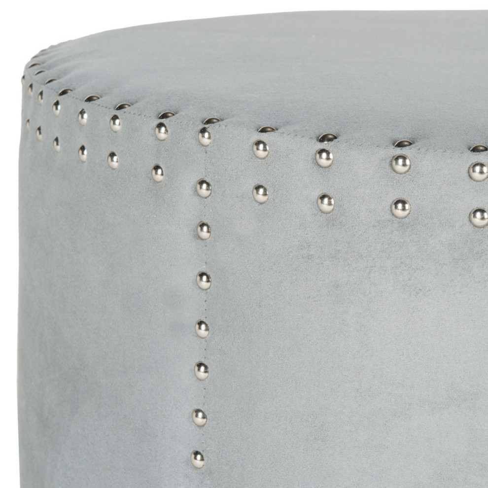 Foster Ottoman Brass Nail Heads Gray   Transitional   Footstools And Ottomans   by V.S.D Furniture  Houzz