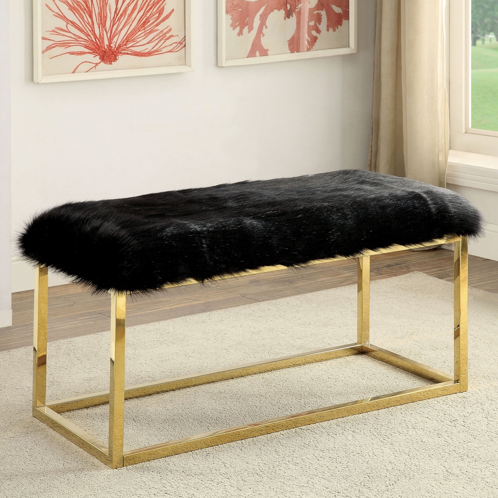 Tula Contemporary 40 inch Metal Entryway Bench by Furniture of America