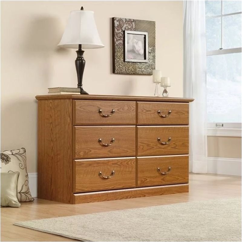 Pemberly Row 6 Drawer Bedroom Dresser in Carolina Oak