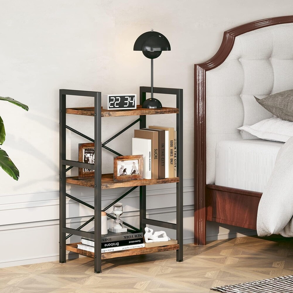 3 Tier Metal Industrial Small Bookcase