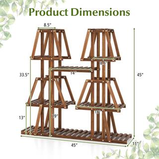 ANGELES HOME 45 in. 5-Tier Outdoor Wood Plant Stand with 10-Potted for Multiple Plants 398CKGT92GD