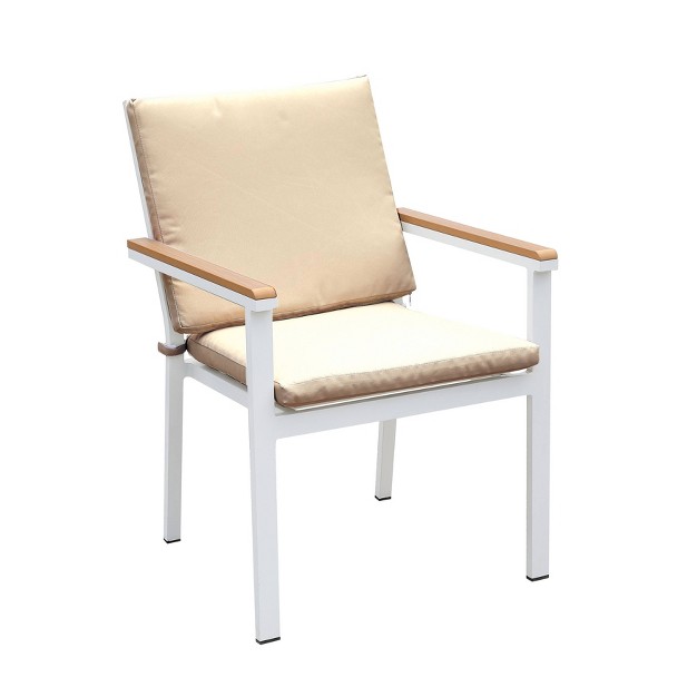 2pk Nawaren Aluminum Patio Arm Chairs White oak Mibasics