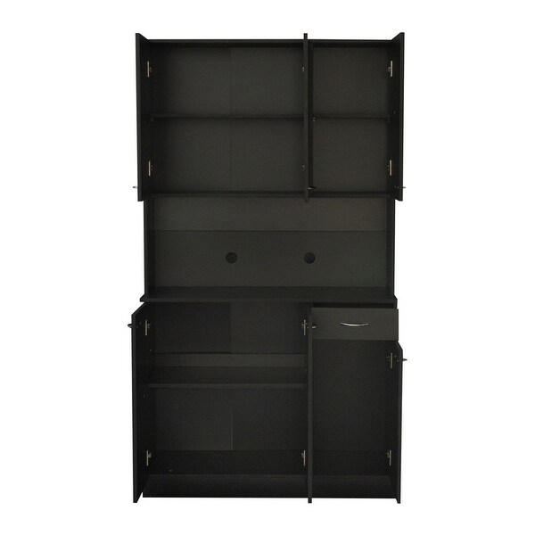 Wood Open Wardrobe with 1 Drawers， Large Storage Space - - 37938212