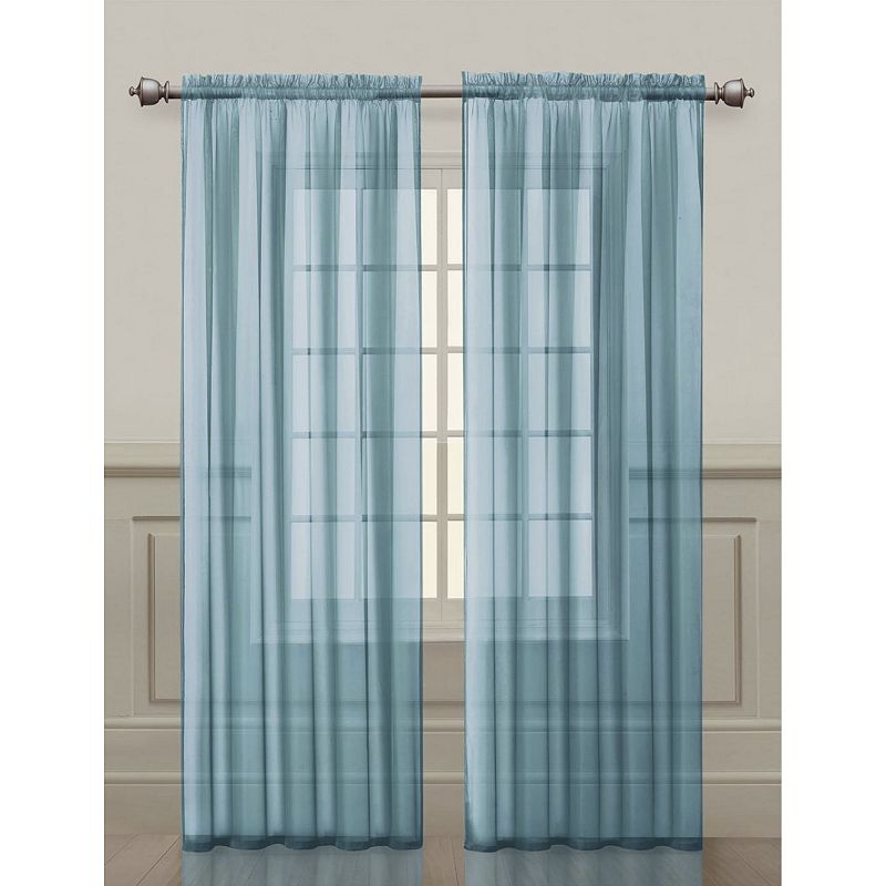 GoodGram 2 Piece Rod Pocket Elegant Sheer Voile Curtain Panels