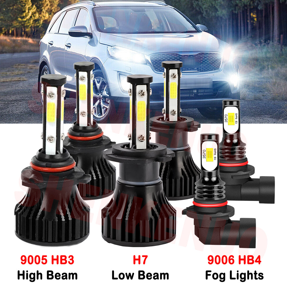 9005 H7 HighandLow Beam for Kia Sorento 2019-2020 LED Headlights 9006 Fog Lights 6pcs