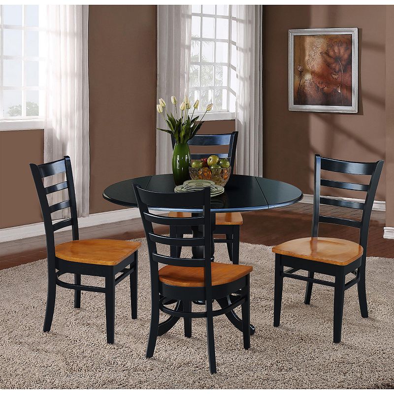 International Concepts Two Tone Drop Leaf Dining Table and Ladderback Chair 5-piece Set