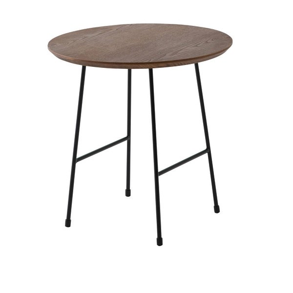 LeisureMod Rossmore Modern Round Side Table With Black Steel Frame - 19.7