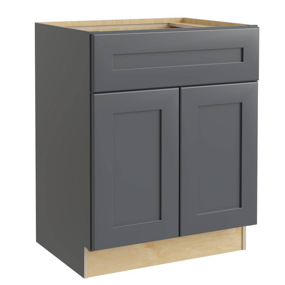 Home Decorators Collection Newport Onyx Gray Painted Plywood Shaker Stock Assembled Bath Kitchen Cabinet Vanity Drawer (24 in. x 34.5 in. x 21 in.) VB2421-NDO