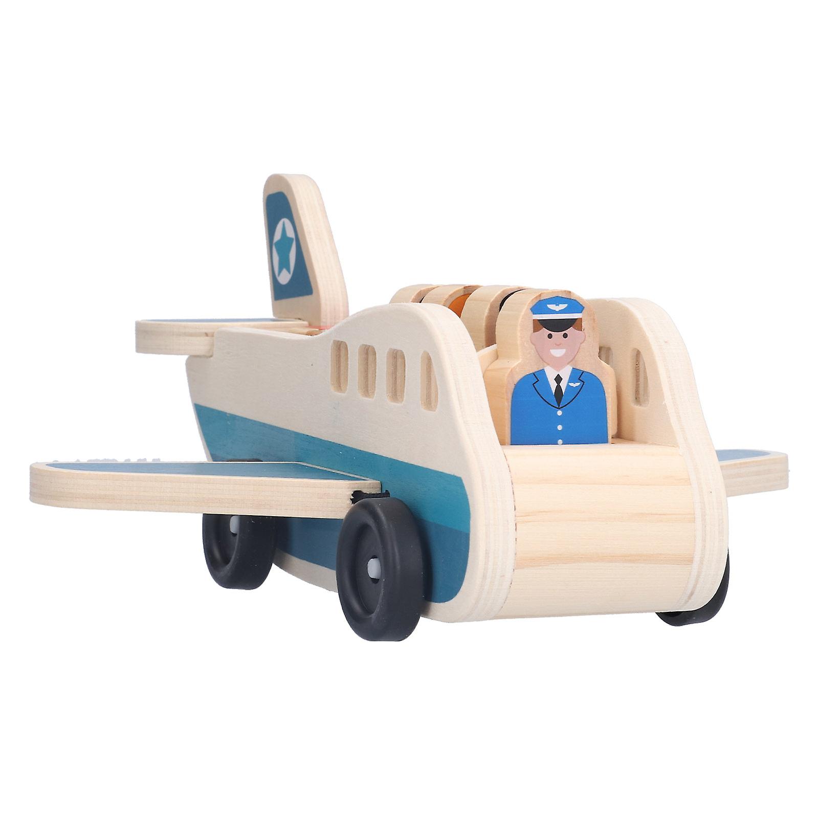 Toddlers Wooden Airplane Play Set Air Passenger Jet Play Toy Educational Airplane Model Toyaircraft