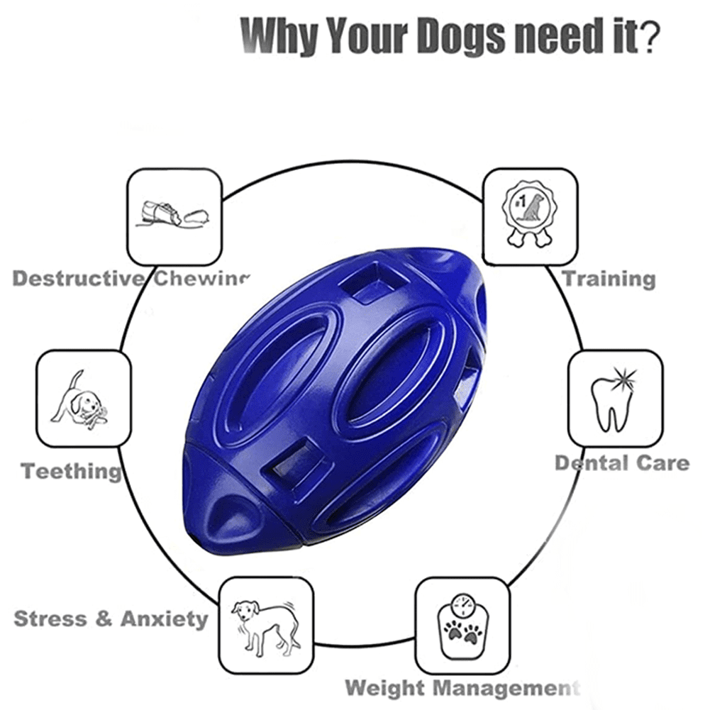 Squeaky Dog Toys Ball， Chew Toys for Large Dogs， Puppy Teething Toys， Durable Indestructible Pet Toys for Medium Big Dogs， Blue