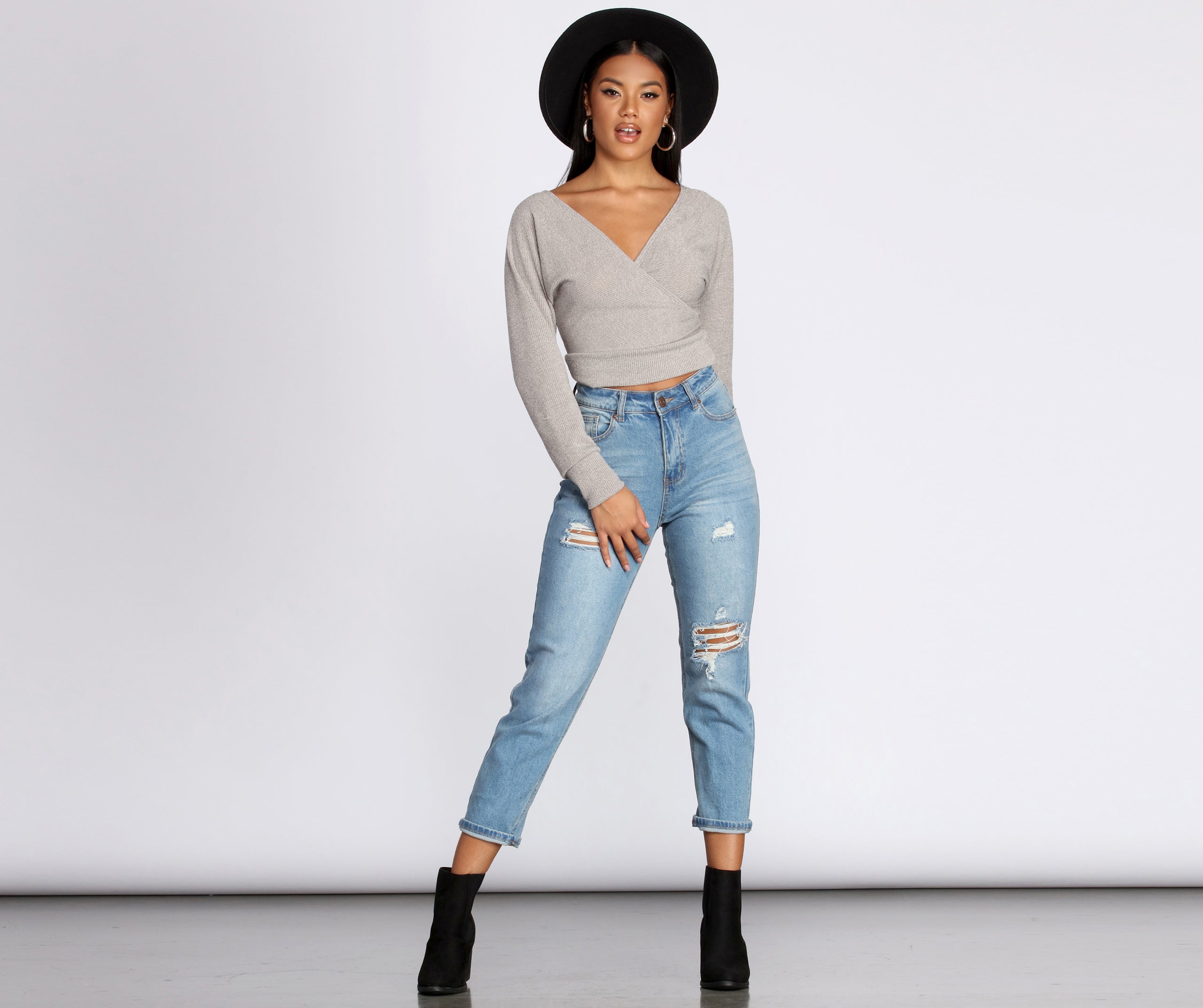 La Femme Knit Wrap Sweater