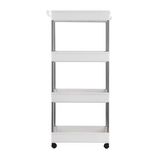 Karl home Narrow Plastic Multi-Functional 4-Wheeled Storage Cart in White 302589549100