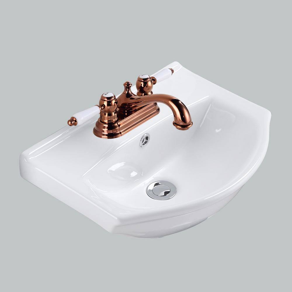 RENOVATORS SUPPLY MANUFACTURING Tahoe 17-34 in. Wall Mounted Bathroom Sink in White with 4 in. Faucet Hole and Overflow Space Saving Design 31855