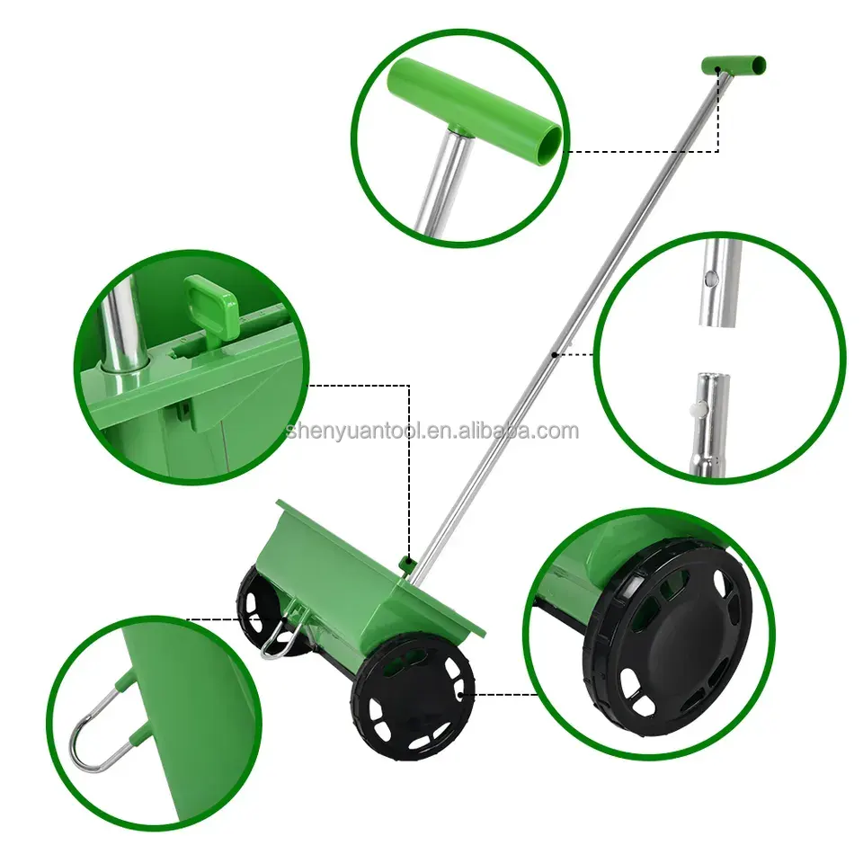 Factory  plastic 6L drop spreader w/aluminium lawn garden agricultural  fertilizer spreaders hand seed spreader handheld