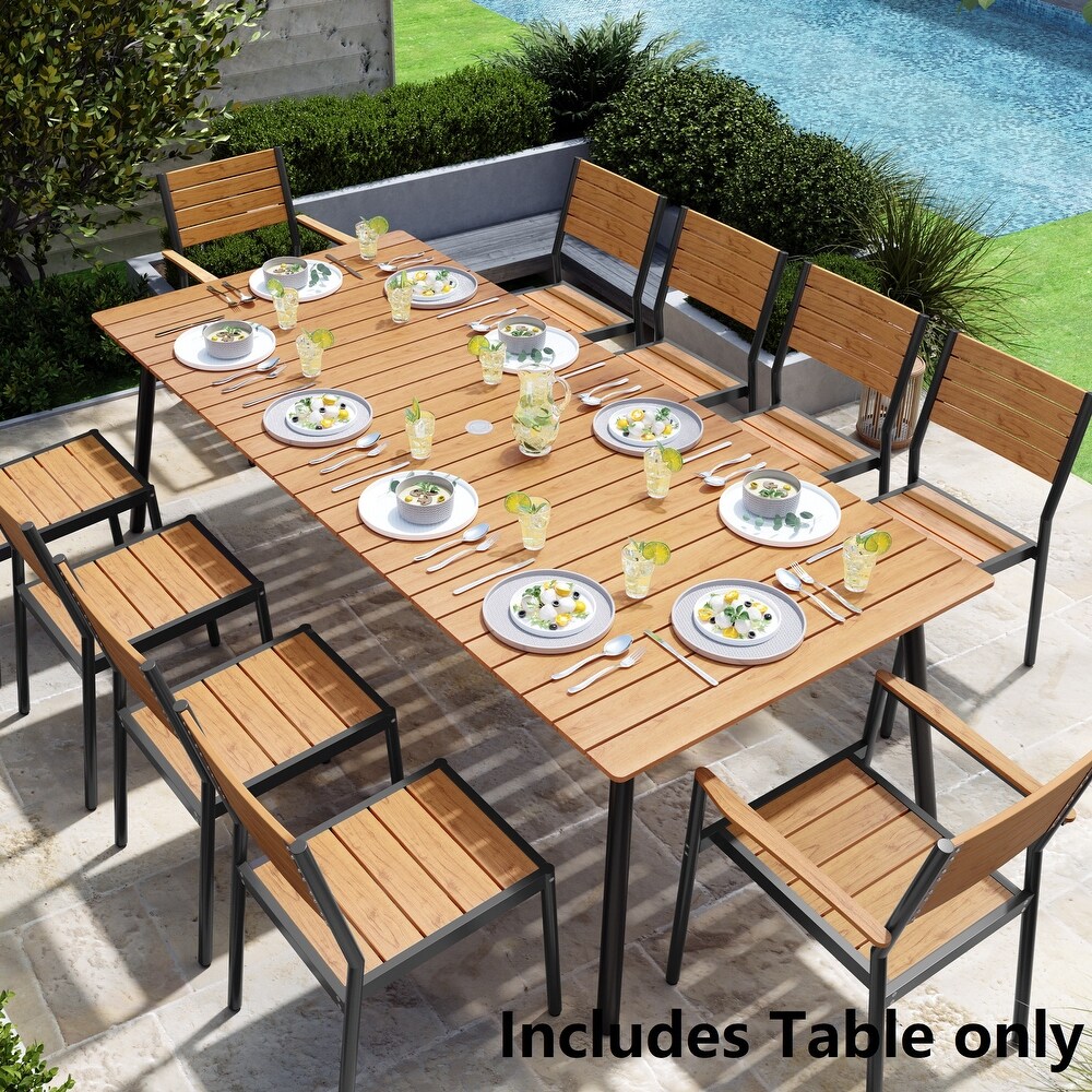 Pellebant Outdoor Rectangle Aluminum Dining Table with Umbrella Hole