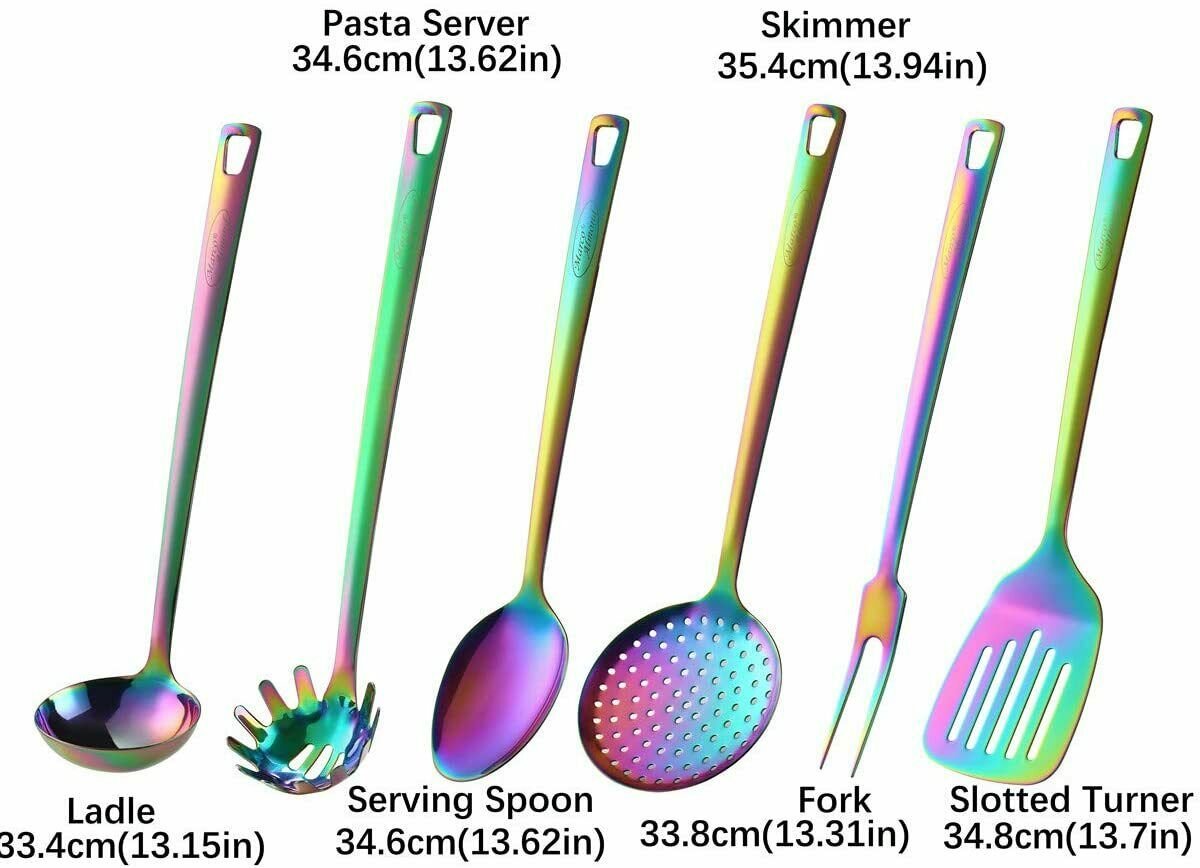 Kitchen Utensils， Kya52 6-Piece Rainbow Cooking Utensil Set Rainbow Kitchen Ac