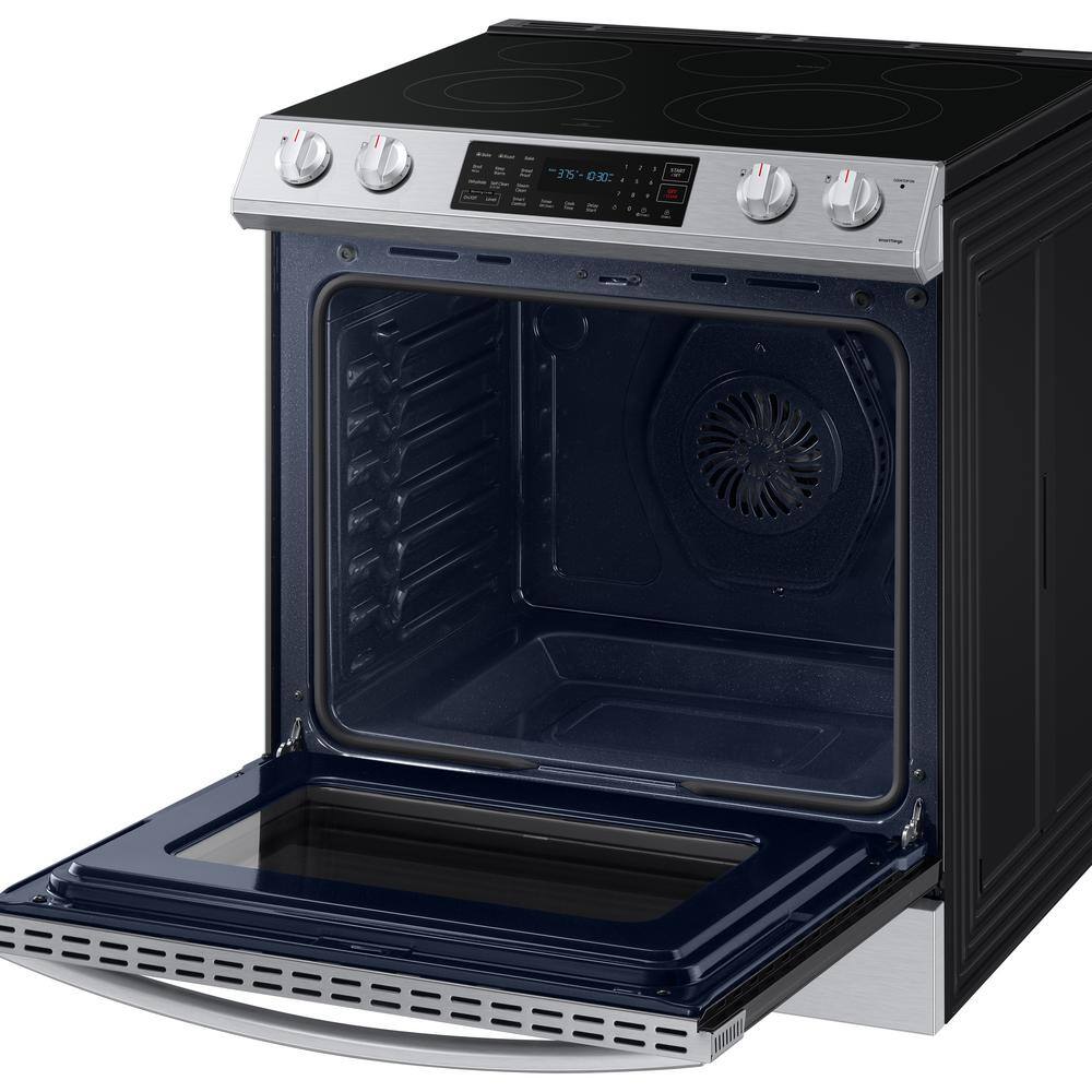  30 in. 6.3 cu. ft. Slide-In Electric Convection Range Oven in Fingerprint Resistant Stainless Steel NE63T8311SS