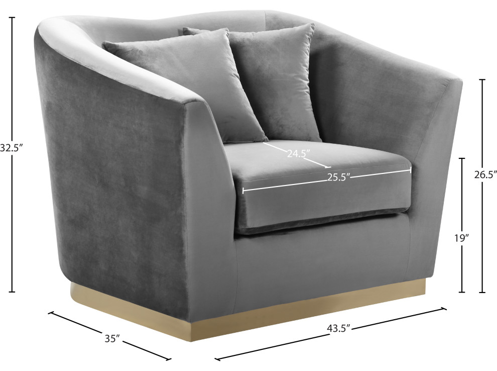 Arabella Velvet Upholstered Set   Contemporary   Armchairs And Accent Chairs   by Meridian Furniture  Houzz