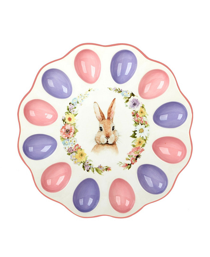 Certified International Easter Garden 3D Deviled 12.25 Egg Plate