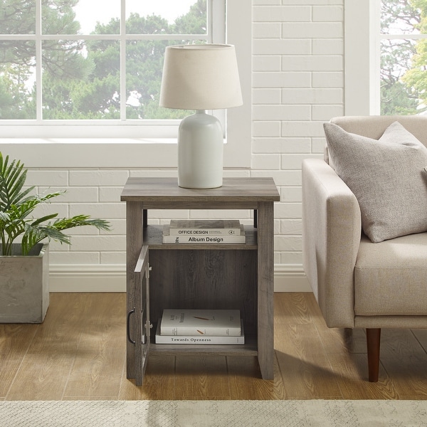 Middlebrook Windowpane-Glass Door Side Table