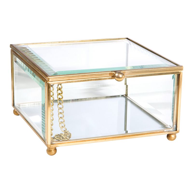 Home Details Vintage Mirrored Bottom Glass Keepsake Box