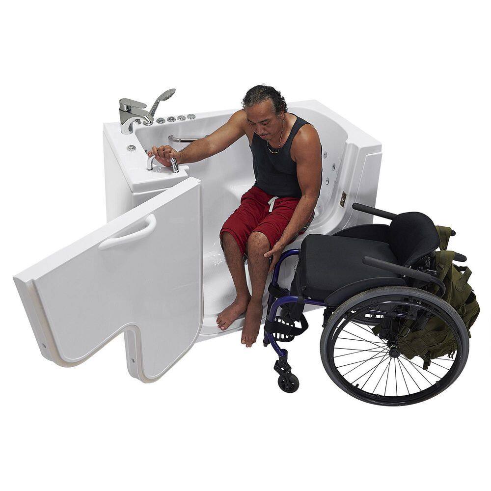 Ella Wheelchair Transfer 26 52 in. Walk-In Whirlpool Bathtub in White with Independent Foot Massage Fast Fill Faucet LHD OLA2652HH2PL