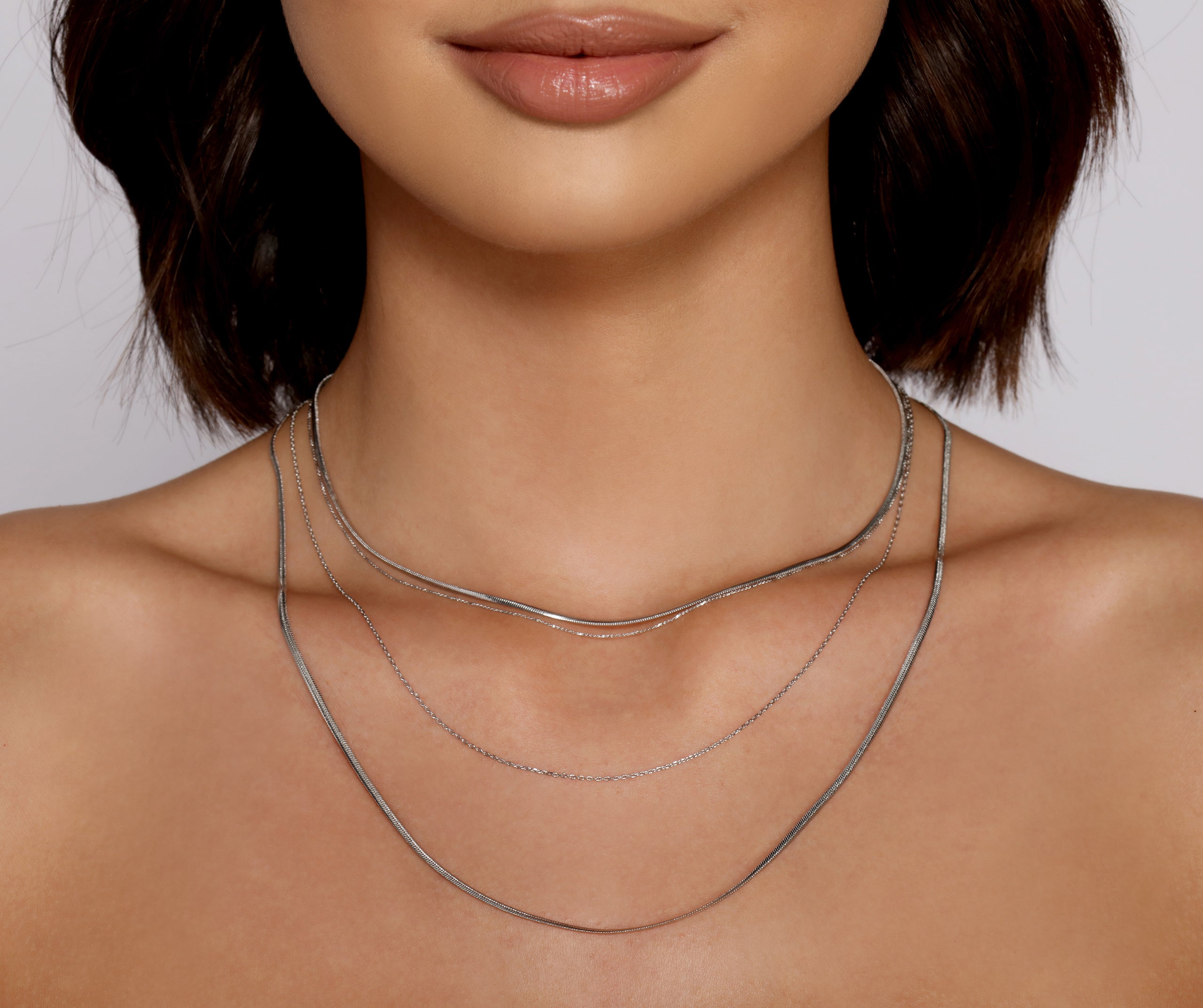 Four Row Dainty Chain Necklace