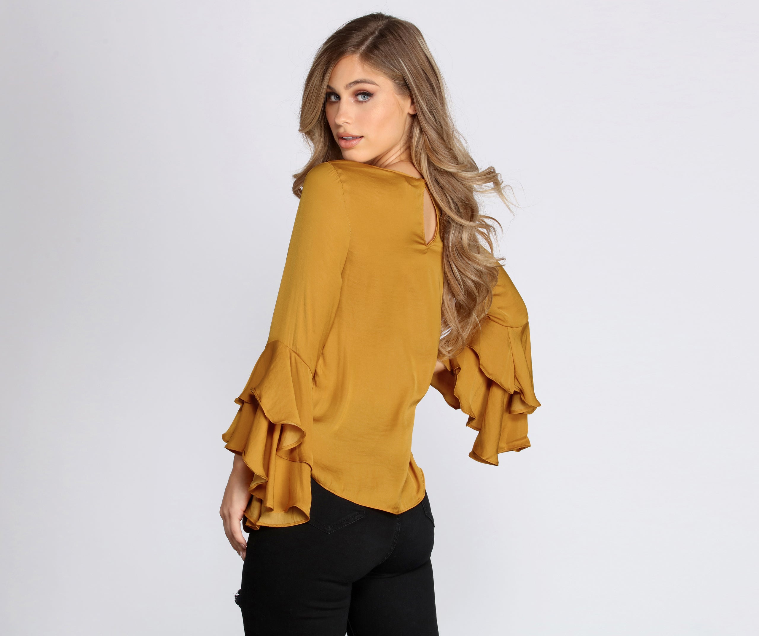 Tiered Ruffle Sleeve Blouse