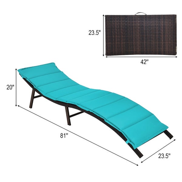 2 PCS Patio Chaise Foldable Lounger Chair with Double Sided Cushions