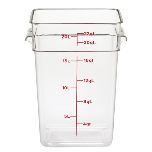 Cambro 22SFSP CamSquare Food Storage Container with Handles， 22 Quart， Clear Camwear