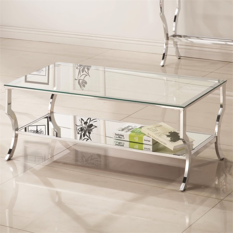 Kingfisher Lane Glass Top Coffee Table in Chrome