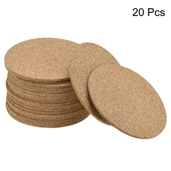 100mm Round Coasters 3mm Thick Cork Cup Mat Pad for Tableware 20pcs - Wood