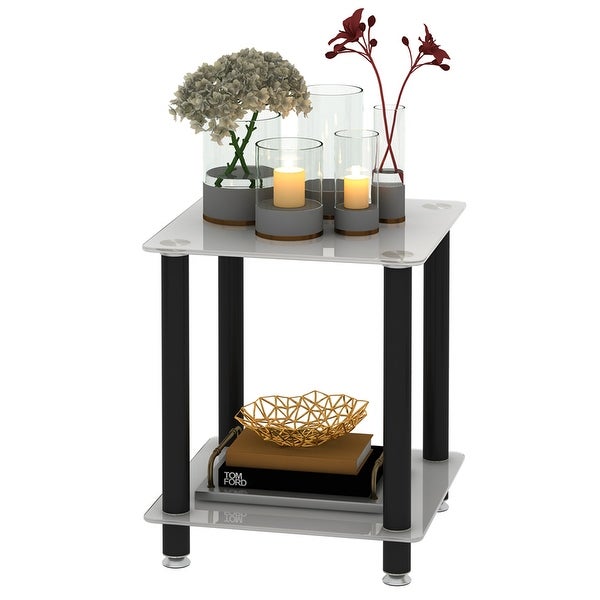 Modern 2-Tier Side Table with Storage Shelve